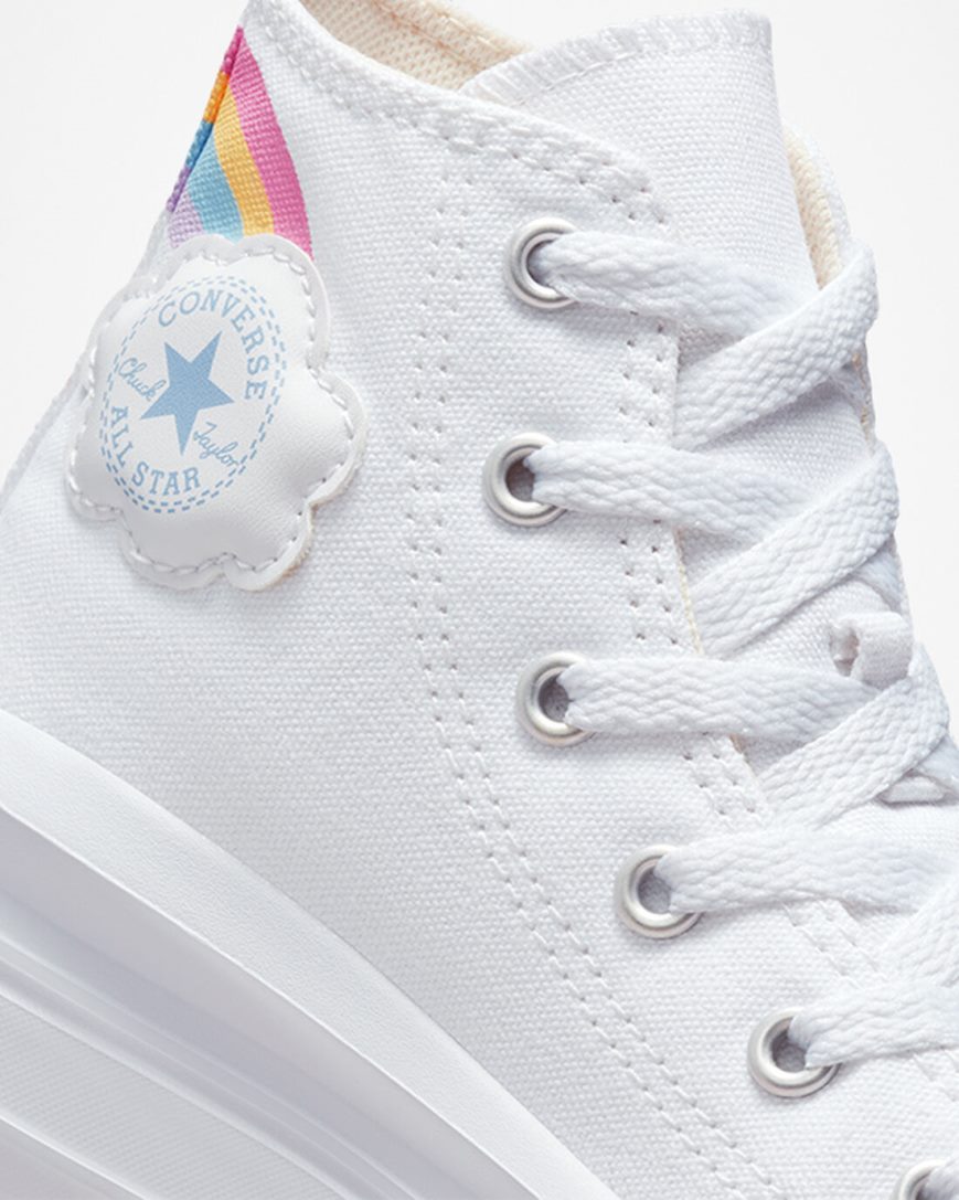 Girls' Converse Chuck Taylor All Star Move Rainbow Cloud High Top Platform Shoes White / Blue / Pink | AU E6354P